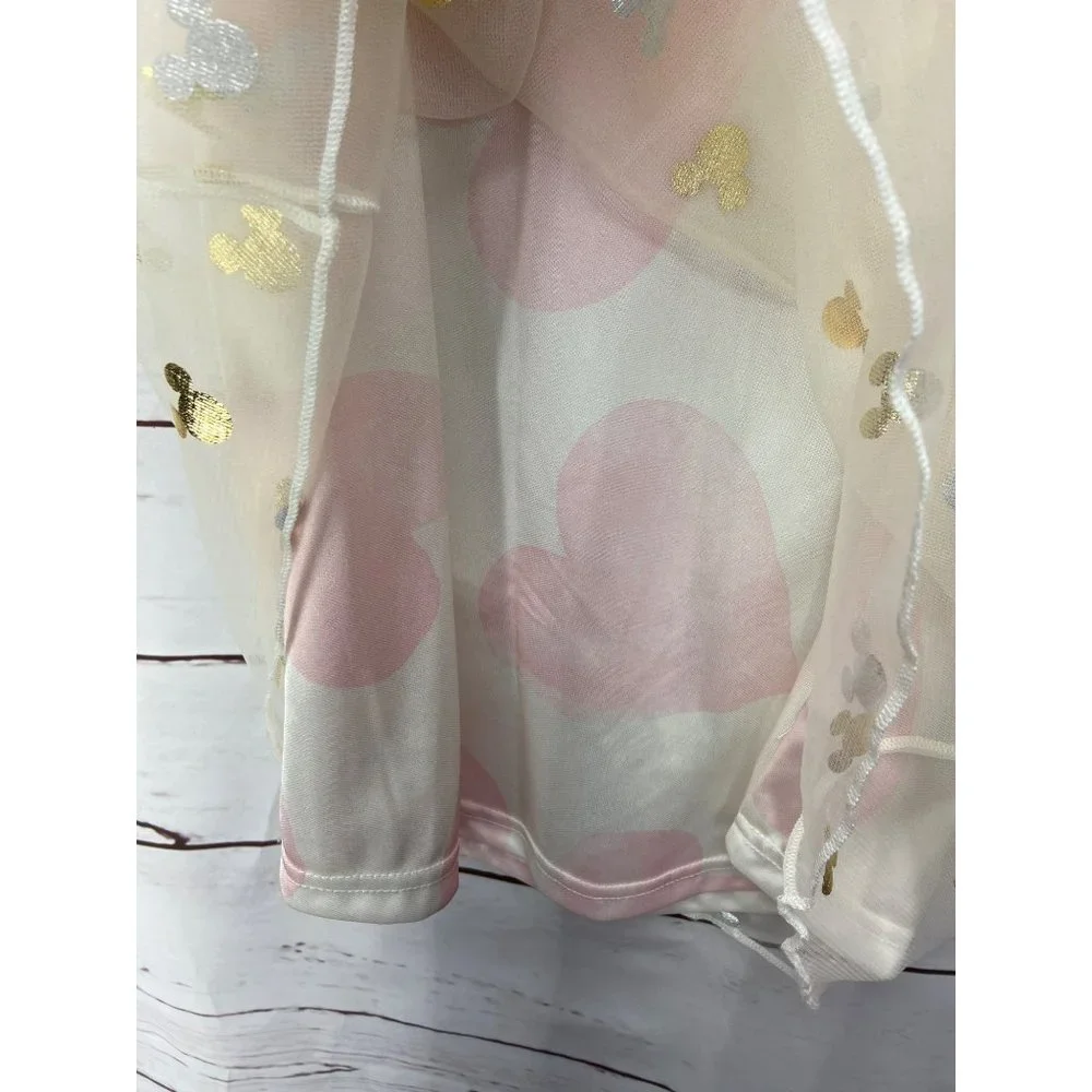 Disney Minnie Mouse Toddler Girl's Valentine's Day Foil Hearts Nightgown Gown 5t